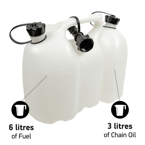 Bidon Combiné De Carburant Et D'huile De Barre De 5 L Avec Porte-outils, Pour Tronçonneuses, Conteneur à Double Compartiment, Bec D'arrêt Automatique, Orange