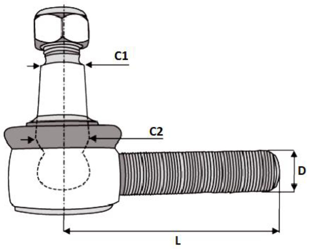 Rotule axiale gauche Renault M20x1.5 D L137 mm 6000103044