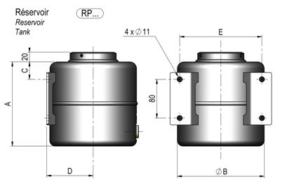 Pompe hydraulique manuelle 18 cm³ avec réservoir métal 4L