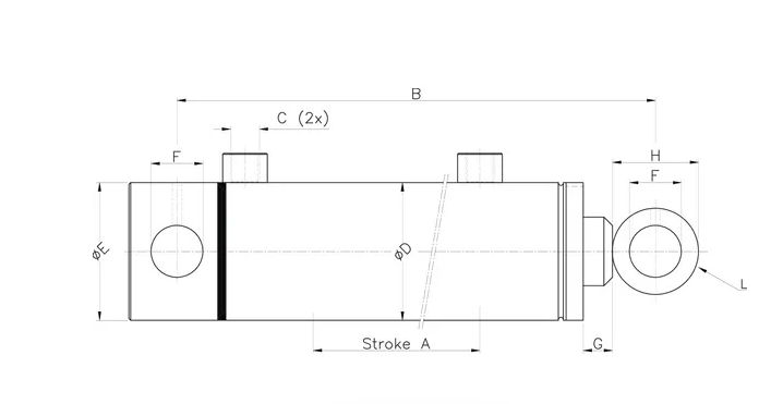 Vérin Hydraulique Télescopique - 4 éléments Avec Course 1300 Mm