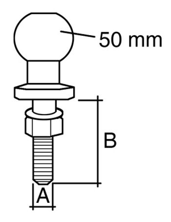 Boule attelage à visser ø50mm (M22x2,5mm) 1,5t - Habill'Auto