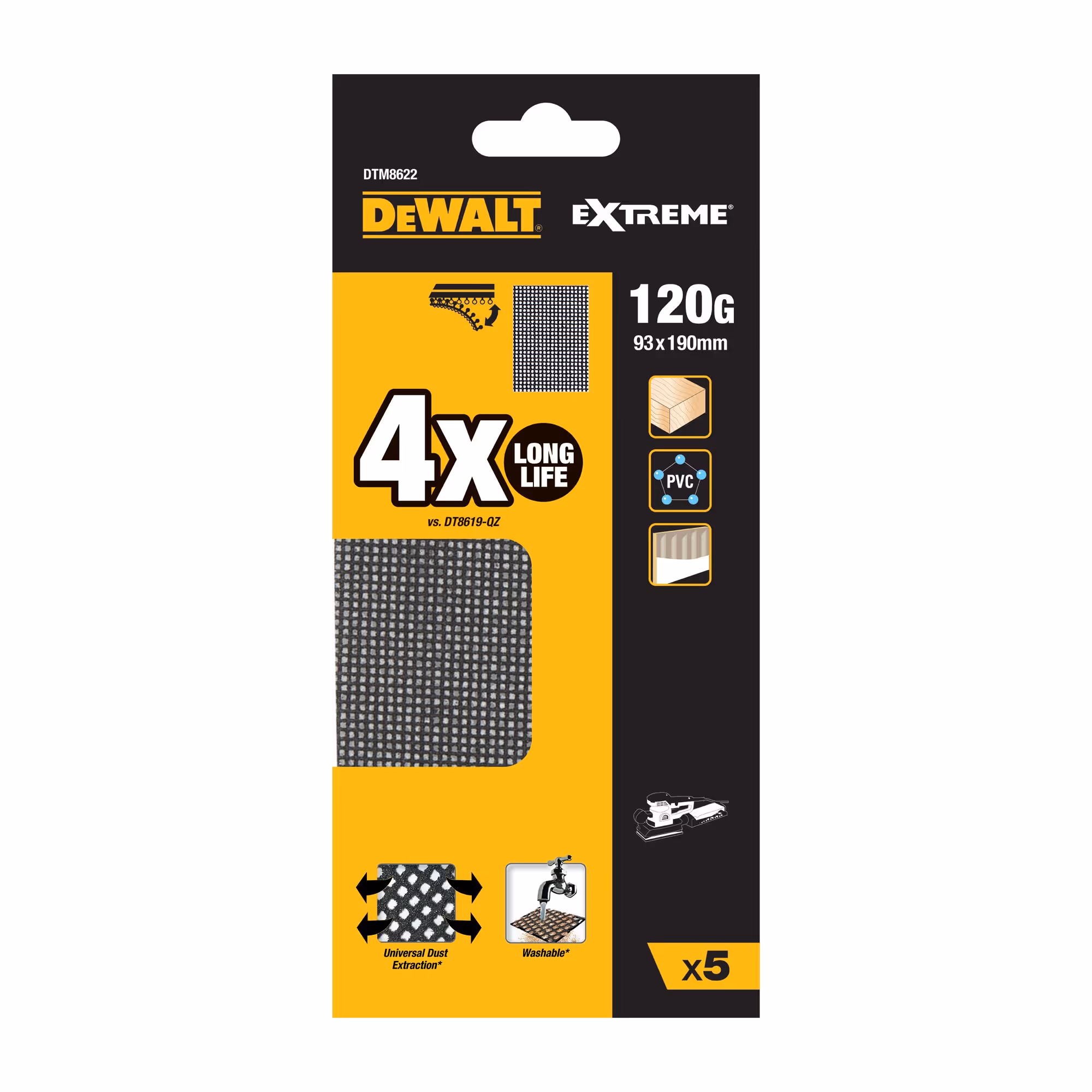 1/3 feuille abrasive velcro - structure en maille durée de vie extra longue x4 - 93 x 190 mm grain 120
