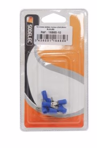 10 cosses plates males 4.8x0.8mm bleues en blister