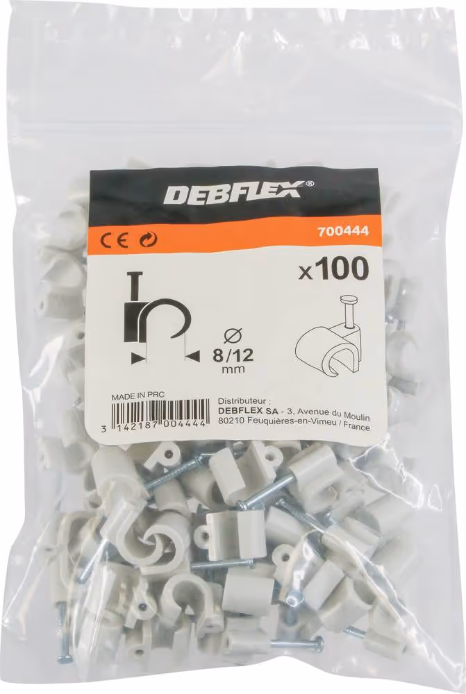 100 ATTACHES-FILS DIAM 8 A 12 MM GRIS - BOITE CAVALIER
