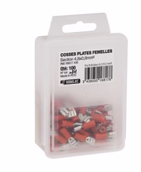 100 cosses plates femelles isolees rouges 2.8x0.5 en blister