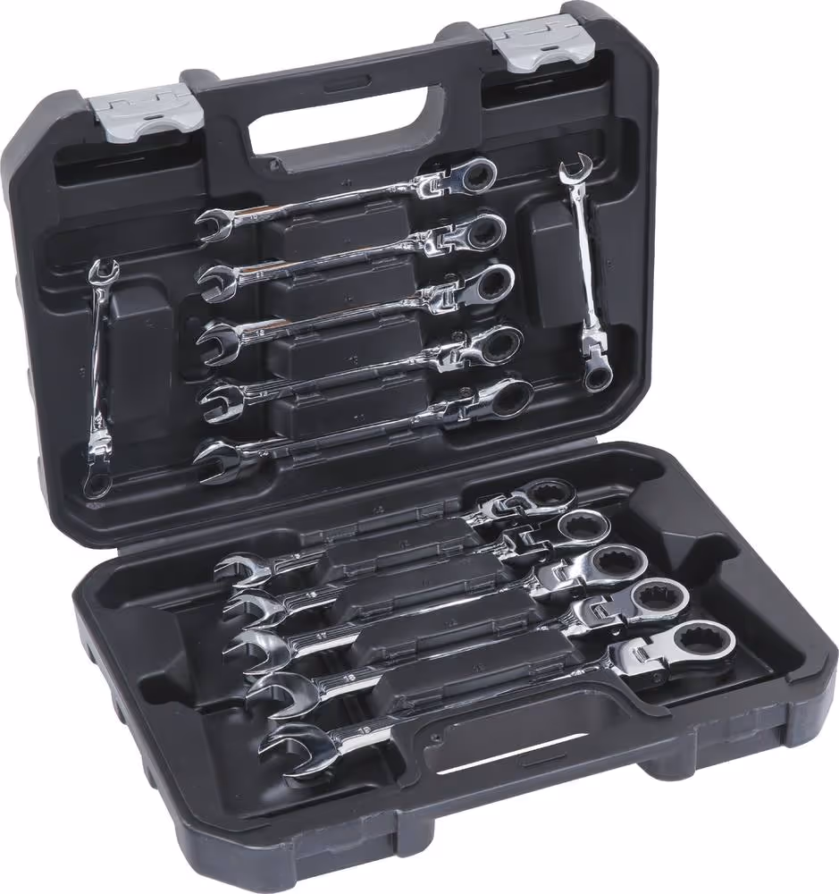 12 CLES MIXTES ARTICULEES A CLIQUET EN MALLETTE - 8 A 19MM
