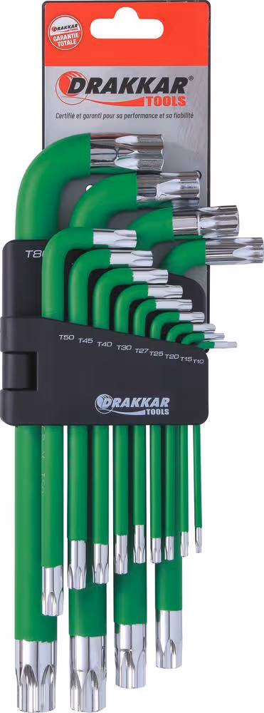 13 CLES MALES COUDEES TORX LONGUES - MAGNETIQUES - T10 A T80 S/CARTE