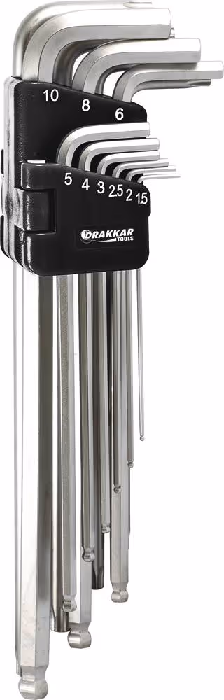 18 CLES MALES COUDEES HEXAGONALES ET TORX EXTRA LONGUES