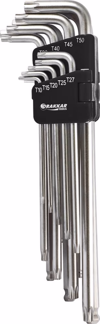 18 CLES MALES COUDEES HEXAGONALES ET TORX EXTRA LONGUES