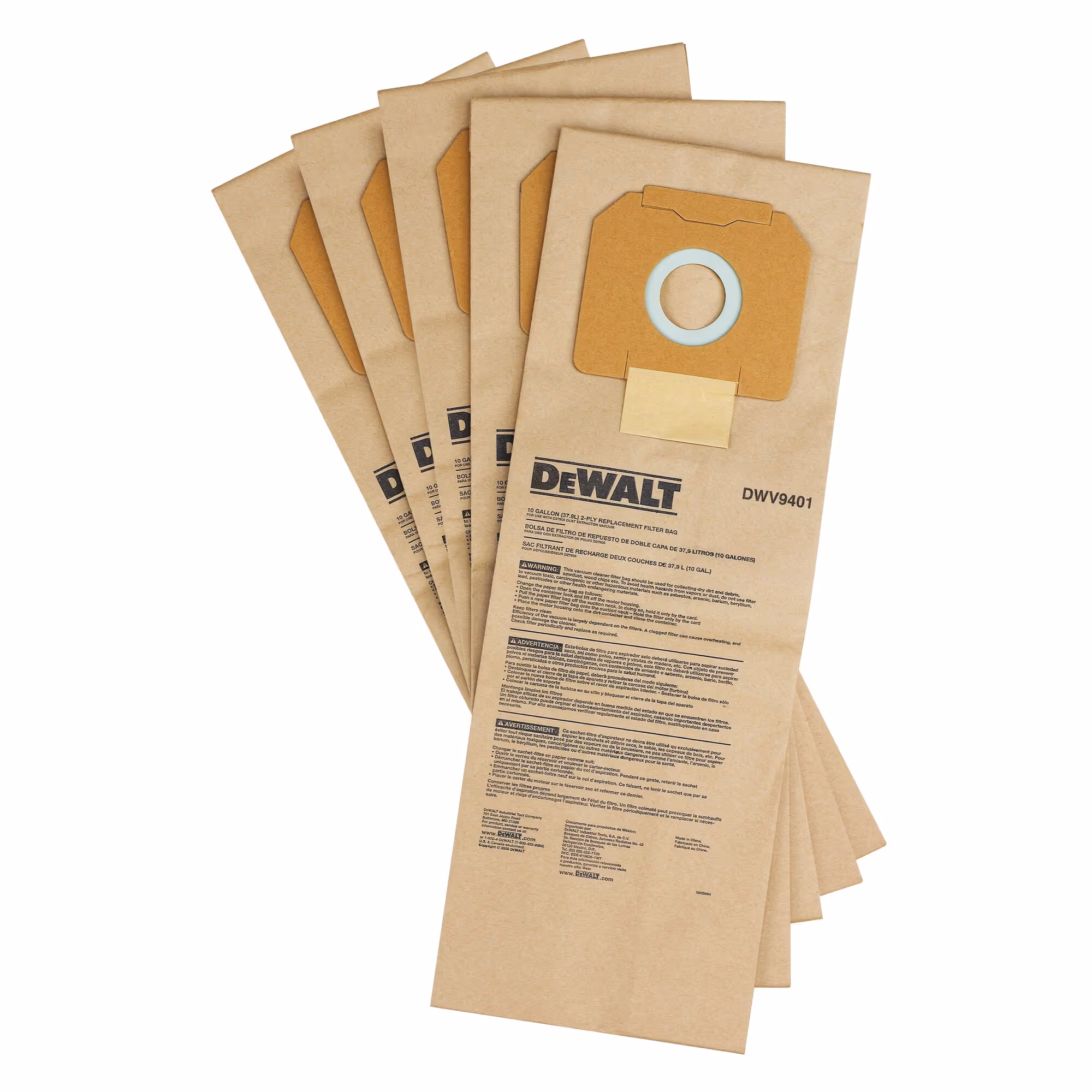 5 sacs d'aspirateur en papier