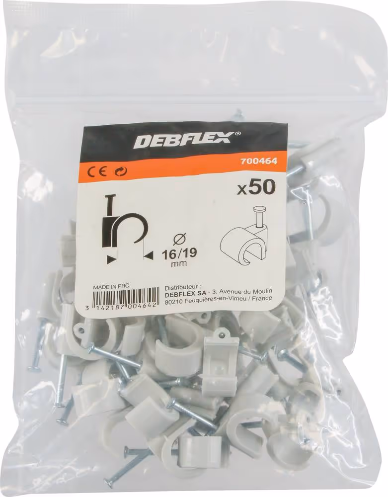 50 ATTACHES-FILS DIAM 16 A 19 MM GRIS - BOITE CAVALIER