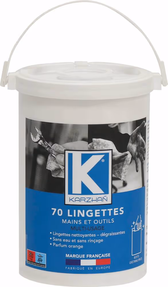 70 LINGETTES NETTOYANTES MAINS IMPREGNEES EN POT DISTRIBUTEUR - FORMAT 27X31CM