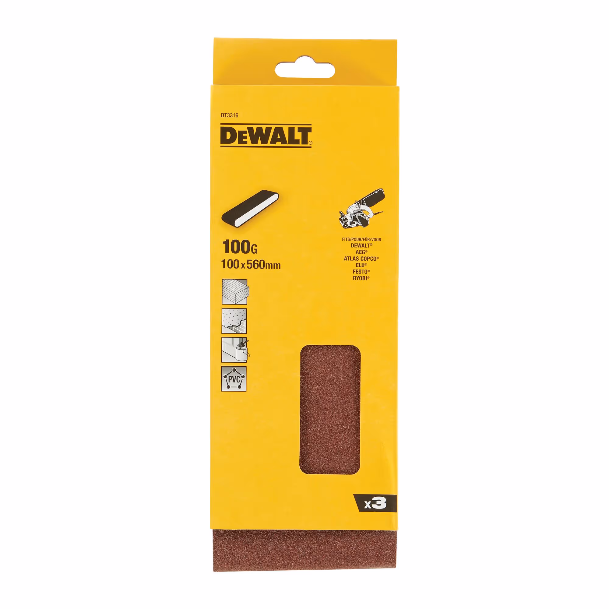 Abrasif pour ponceuses à bande - multi-usages pour bois / peinture / métal grain 100 - 100 x 560 mm