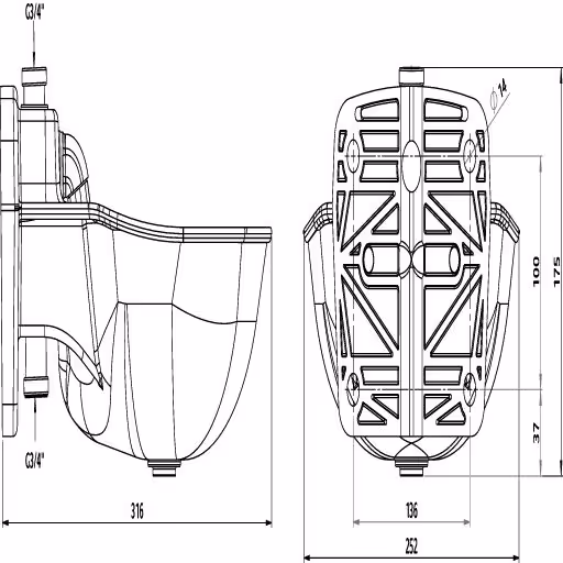 Abreuvoir K75 à palette PVC 2,8l, raccord 3/4"