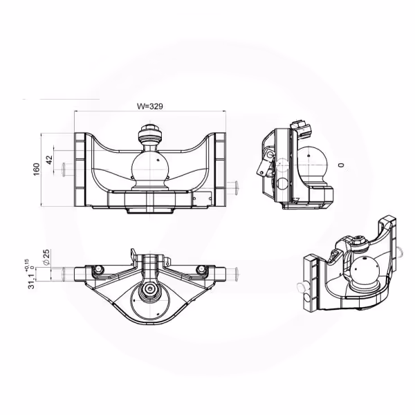 Accouplem. p. rotule K80 329mm