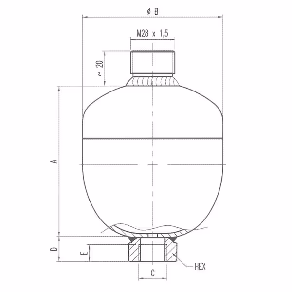 Accumulateur 0.5L 210/30Bars