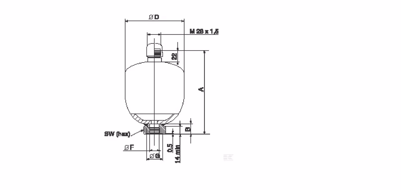 Accumulateur 0.75l 30 bars raccord 1/2" Case IH 117941A1