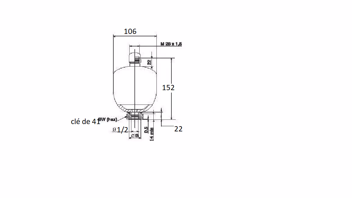 Accumulateur 0.5L 210 bar préchargé 30 bar adaptable