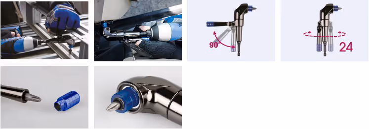 Adaptateur 1/4" à renvoi d'angle pour visseuse