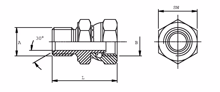 Adaptateur droit mâle femelle tournant M18