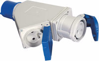 ADAPTATEUR FICHE MALE CE17+PRISE FEMELLE 2P+T ET PRISE FEMELLE CE17 2P+T