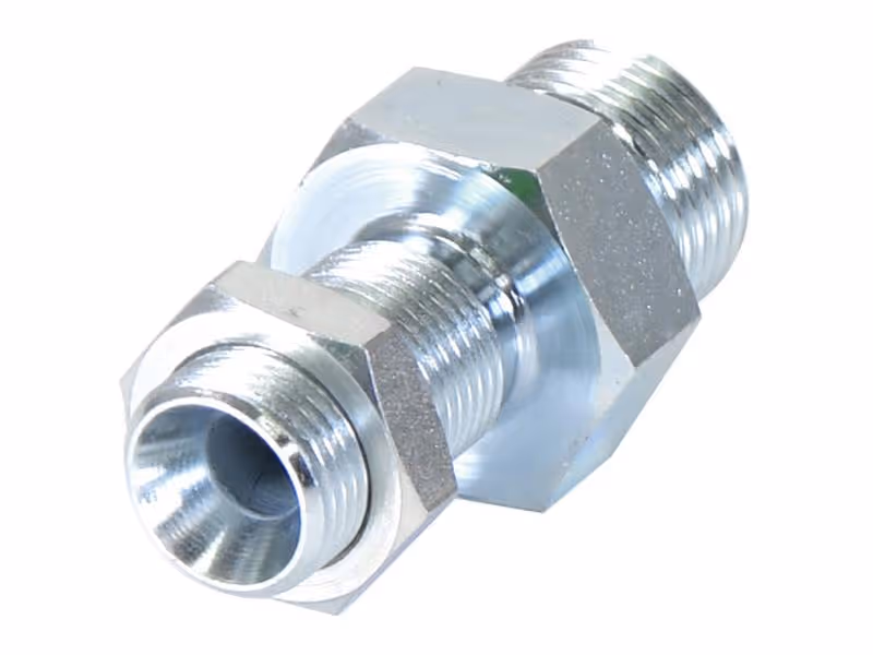 Adaptateur hydraulique 1/2'' BSP mâle x 3/8'' BSP mâle passe-cloison avec Ecrou frein