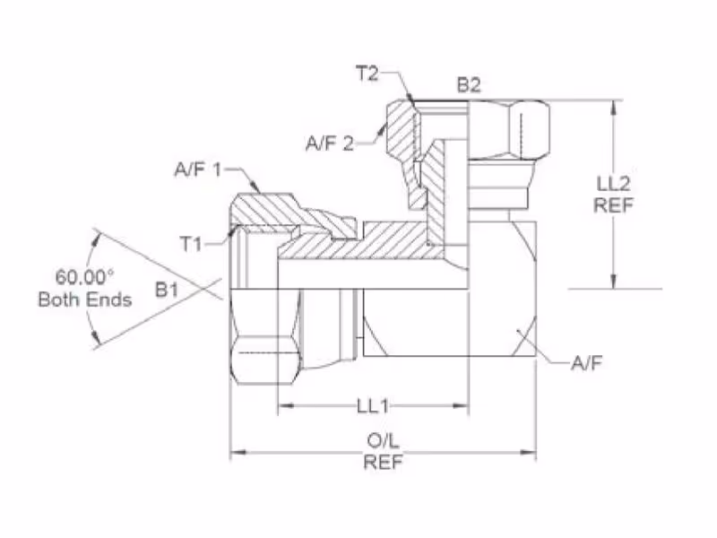 Adaptateur hydraulique 1/2'' BSP Femelle pivotante x 1/2'' BSP Femelle pivotante 90° Coude compact - ref 8E6MK4S
