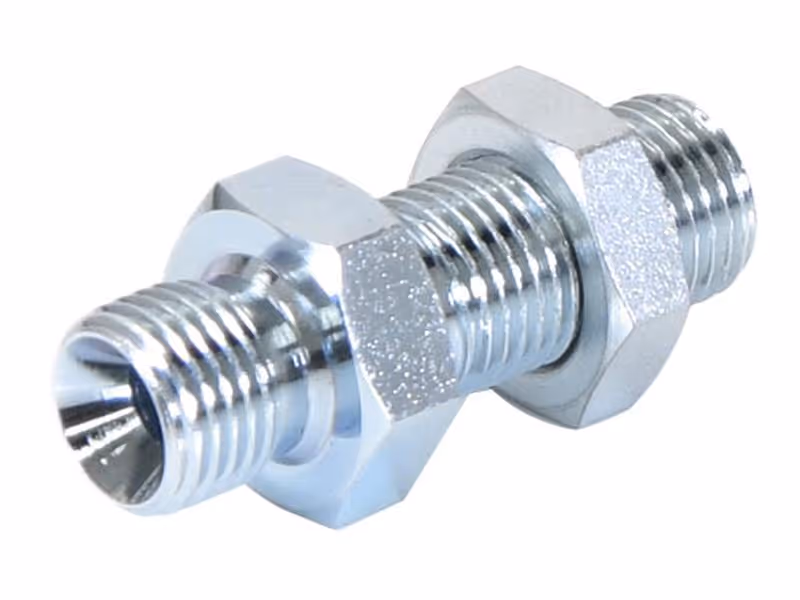 Adaptateur hydraulique 1/4'' BSP mâle x 1/4'' BSP mâle passe-cloison avec Ecrou frein