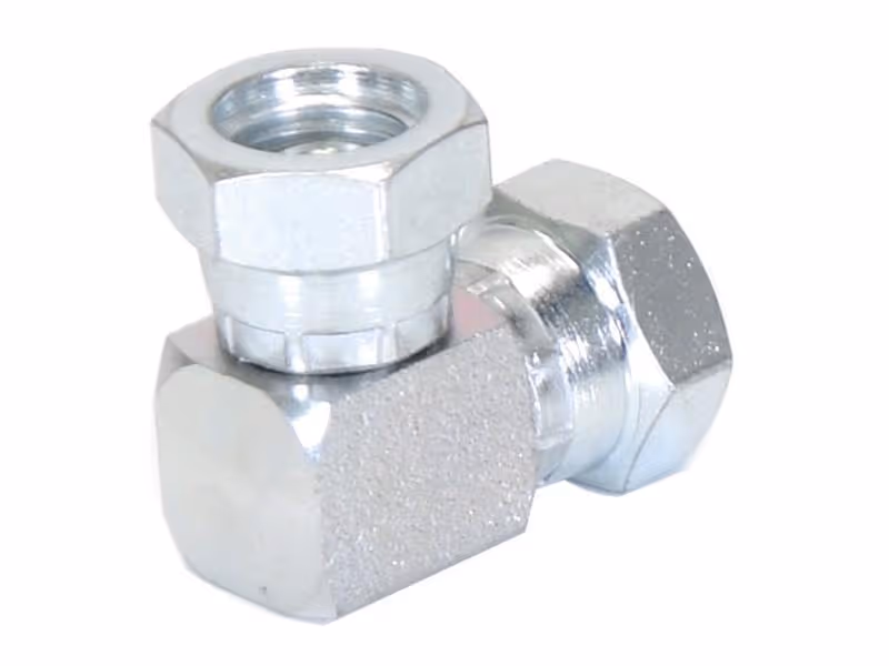 Adaptateur hydraulique 1/4'' BSP Femelle pivotante x 1/4'' BSP Femelle pivotante 90° Coude compact - ref 4E6MK4S