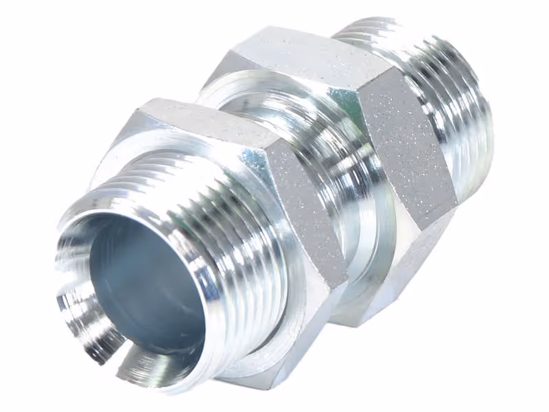 Adaptateur hydraulique 3/4'' BSP mâle x 3/4'' BSP mâle passe-cloison avec Ecrou frein