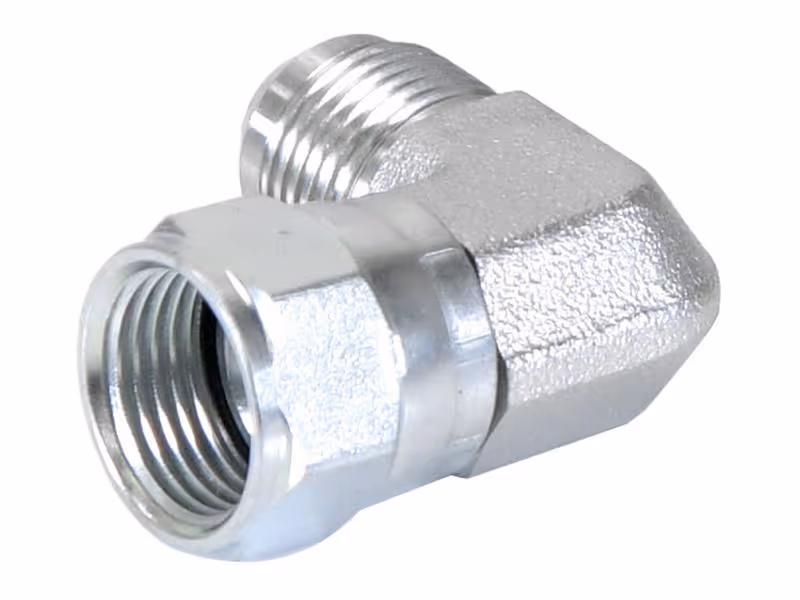 Adaptateur hydraulique 3/4'' JIC mâle x 3/4'' JIC Femelle pivotante 90° Coude compact - ref 8C6MXS