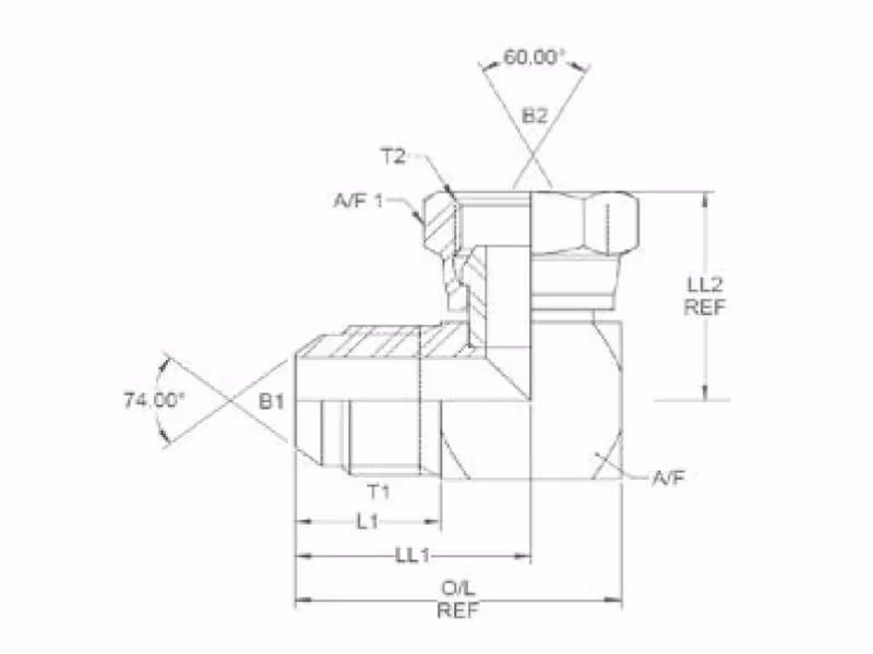 Adaptateur hydraulique 3/4'' JIC mâle x 3/4'' JIC Femelle pivotante 90° Coude compact - ref 8C6MXS