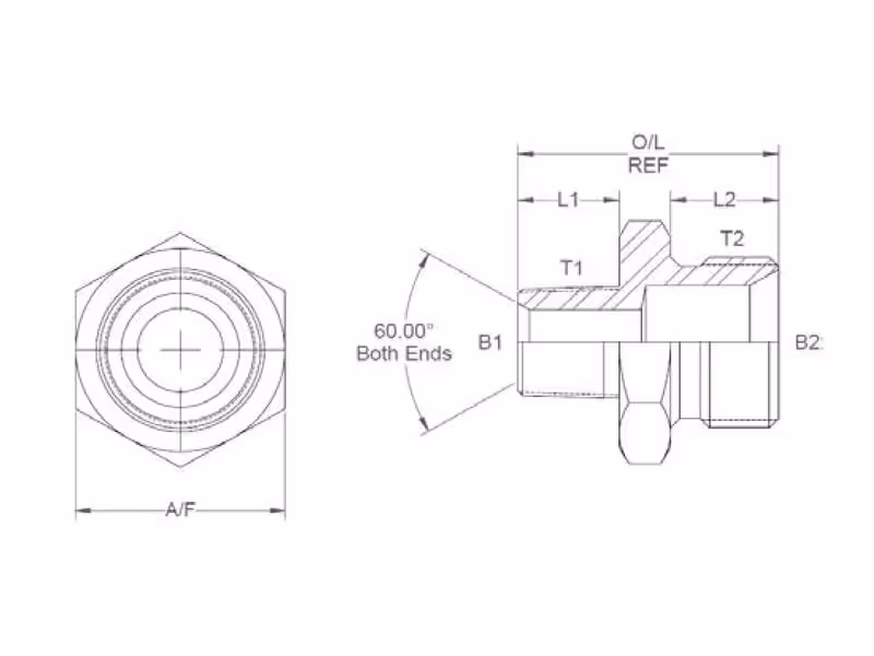 Adaptateur hydraulique 3/4'' NPTF mâle x 1/2'' BSP mâle