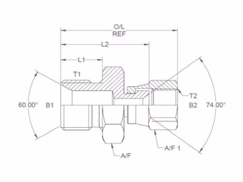 Adaptateur hydraulique 3/8'' BSP mâle x 3/4'' JIC Femelle pivotante