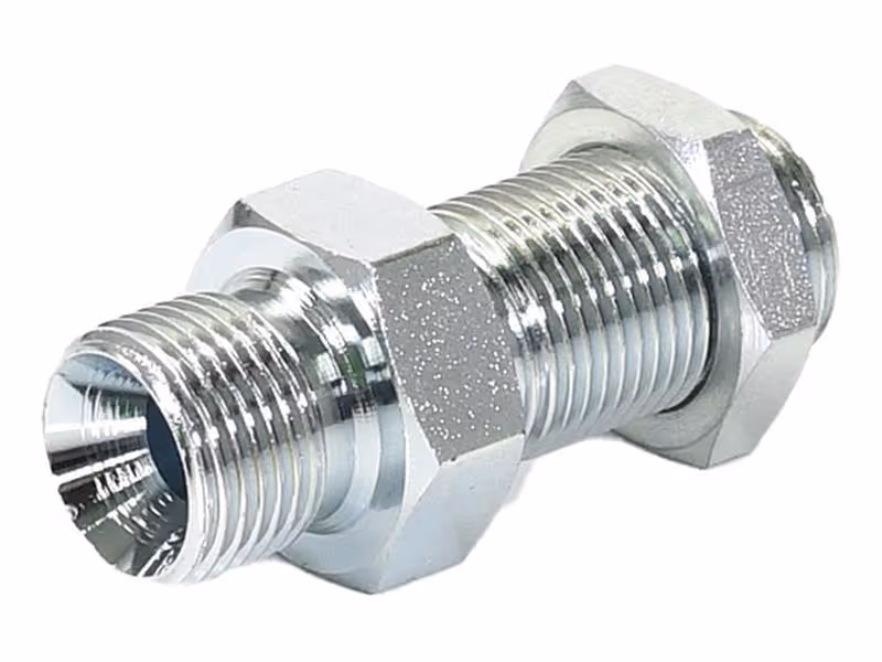 Adaptateur hydraulique 3/8'' BSP mâle x 3/8'' BSP mâle passe-cloison avec Ecrou frein - ref 6WMK4WL4NMS