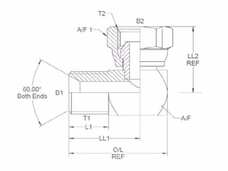 Adaptateur hydraulique 3/8'' BSP mâle x 3/8'' BSP Femelle pivotante 90° Coude compact - ref 6C6MK4S