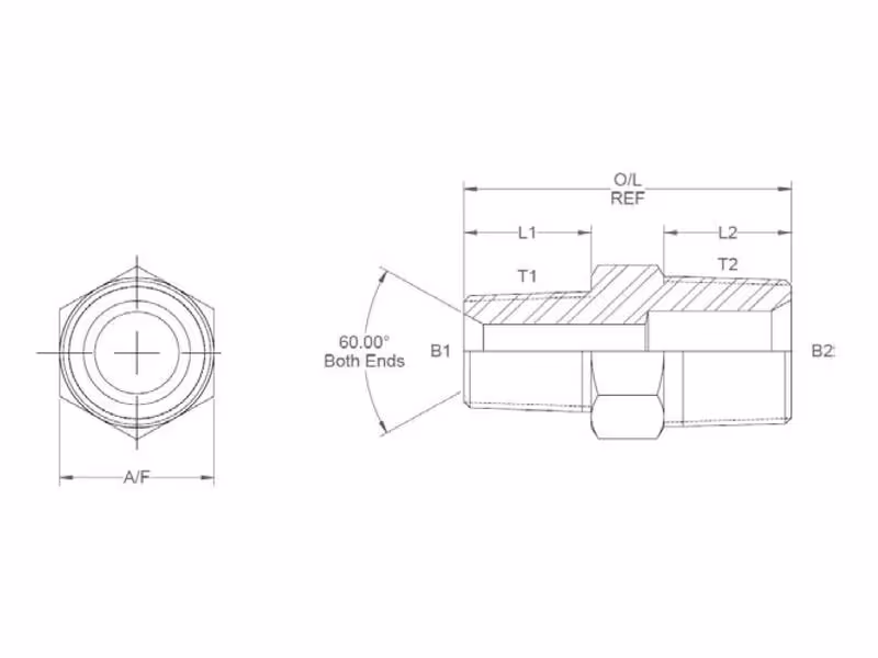 Adaptateur hydraulique 3/8'' NPTF mâle x 1/2'' NPTF mâle
