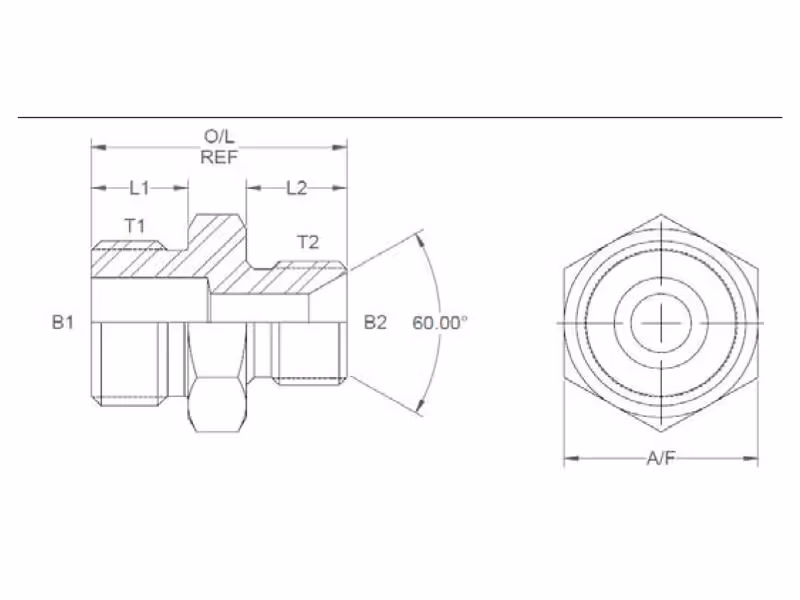 Adaptateur hydraulique 7/8'' SAE mâle x 1/2'' BSP mâle