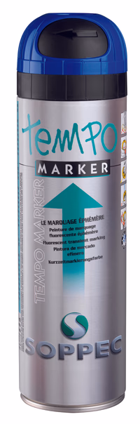 Aerosol traceur chantier bleu fluo -temporaire 5  a 15 jours