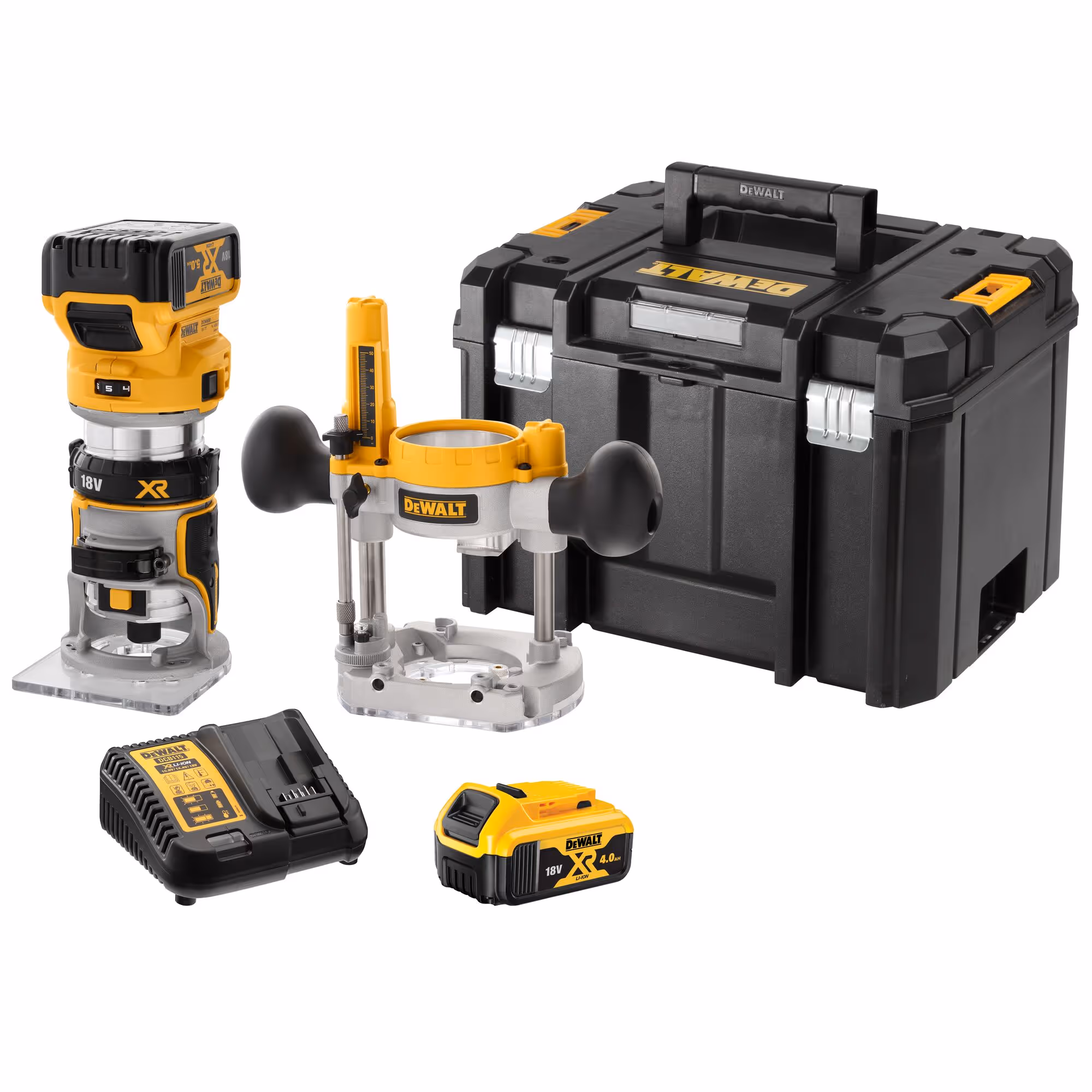 Affleureuse défonceuse XR 18V 5Ah Li-Ion Brushless 8 mm avec batteries