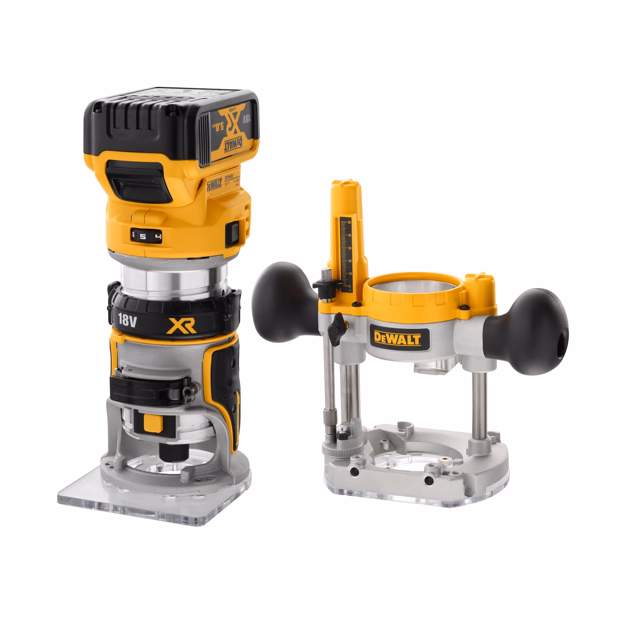Affleureuse défonceuse XR 18V 5Ah Li-Ion Brushless 8 mm avec batteries