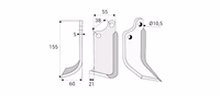 AGRIA | Lame de fraise gauche 55x5-155 2t10.5