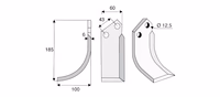 AGRIA | Lame de fraise gauche 60x6-185 %43
