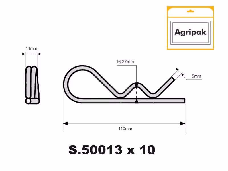 Agripak 10 pièces Goupille béta 5mm Double Spire