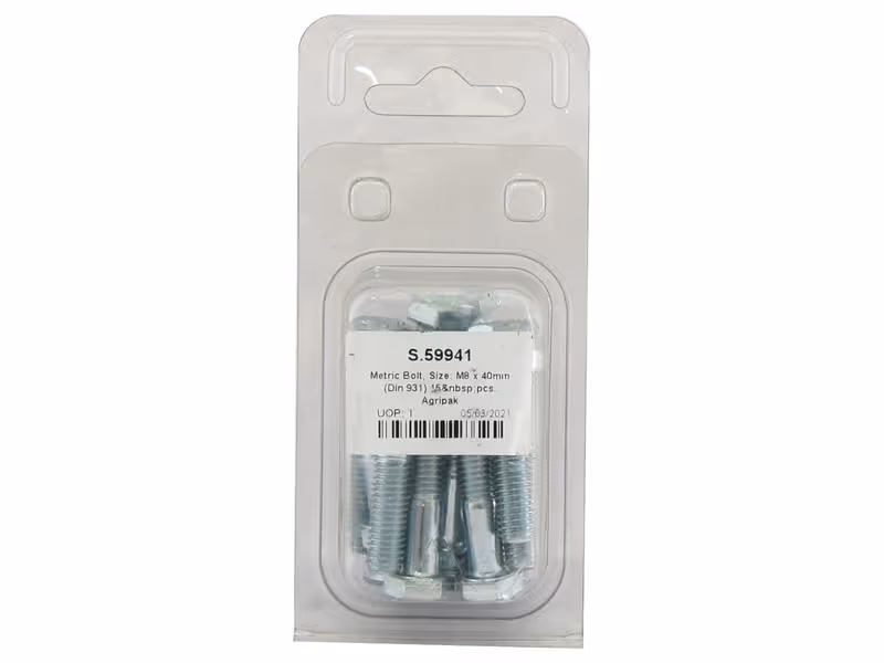 Agripak 15 pièces Boulon métrique, M8x40mm