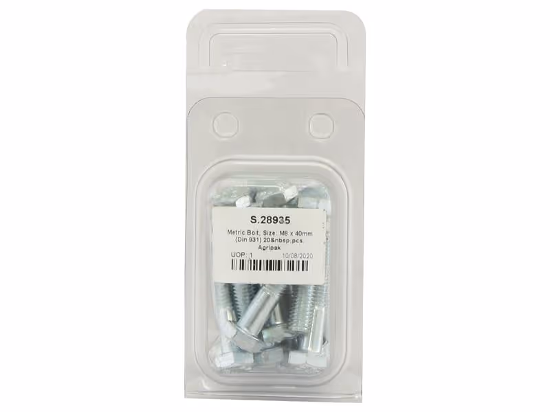 Agripak 20 pièces Boulon métrique, M8x40mm