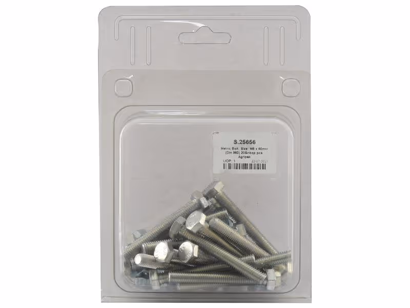 Agripak 20 pièces Boulon métrique, M8x60mm