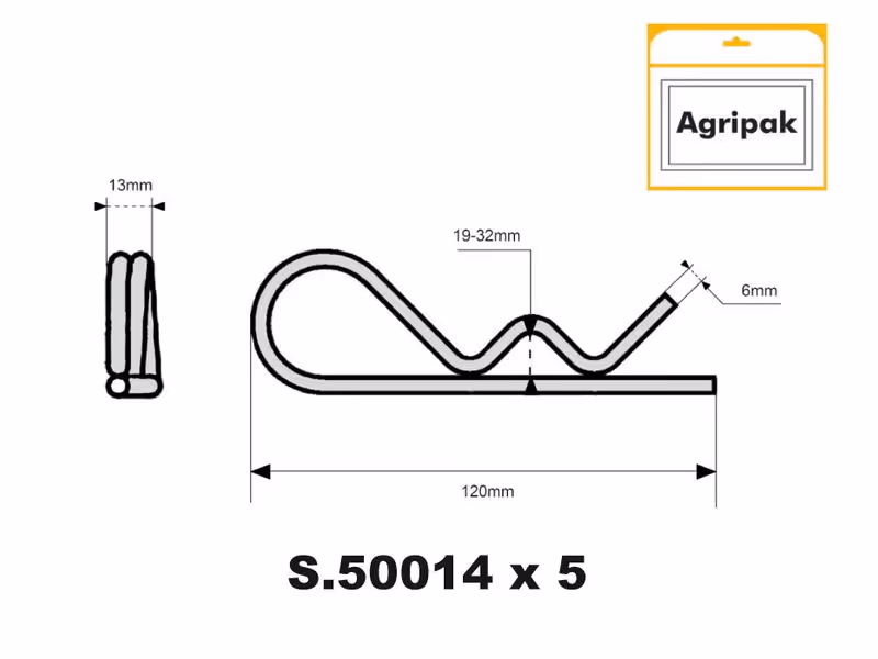 Agripak 5 pièces Goupille béta 6mm Double Spire