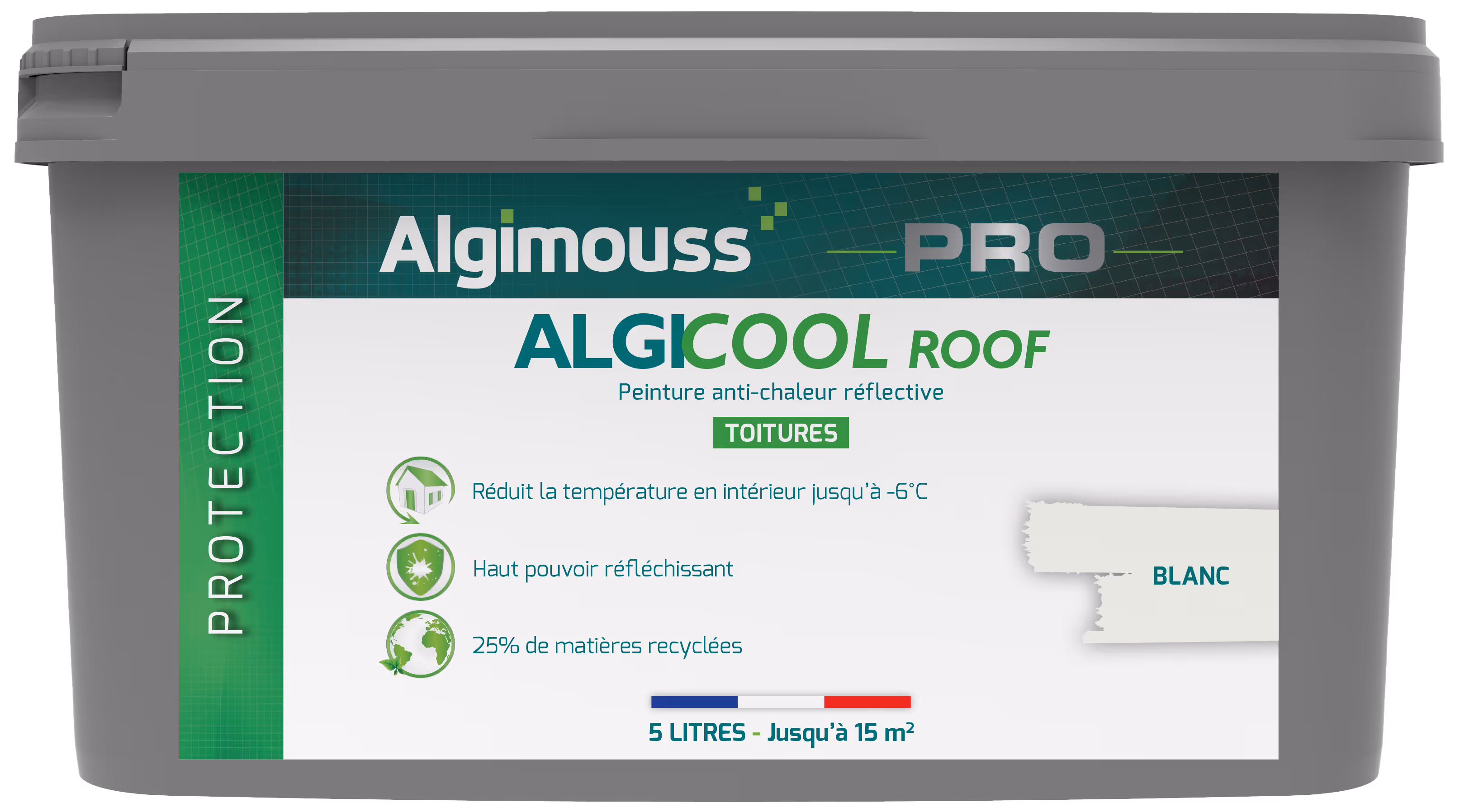ALGICOOL ROOF Blanc 5 L - Peinture anti-chaleur pour toiture