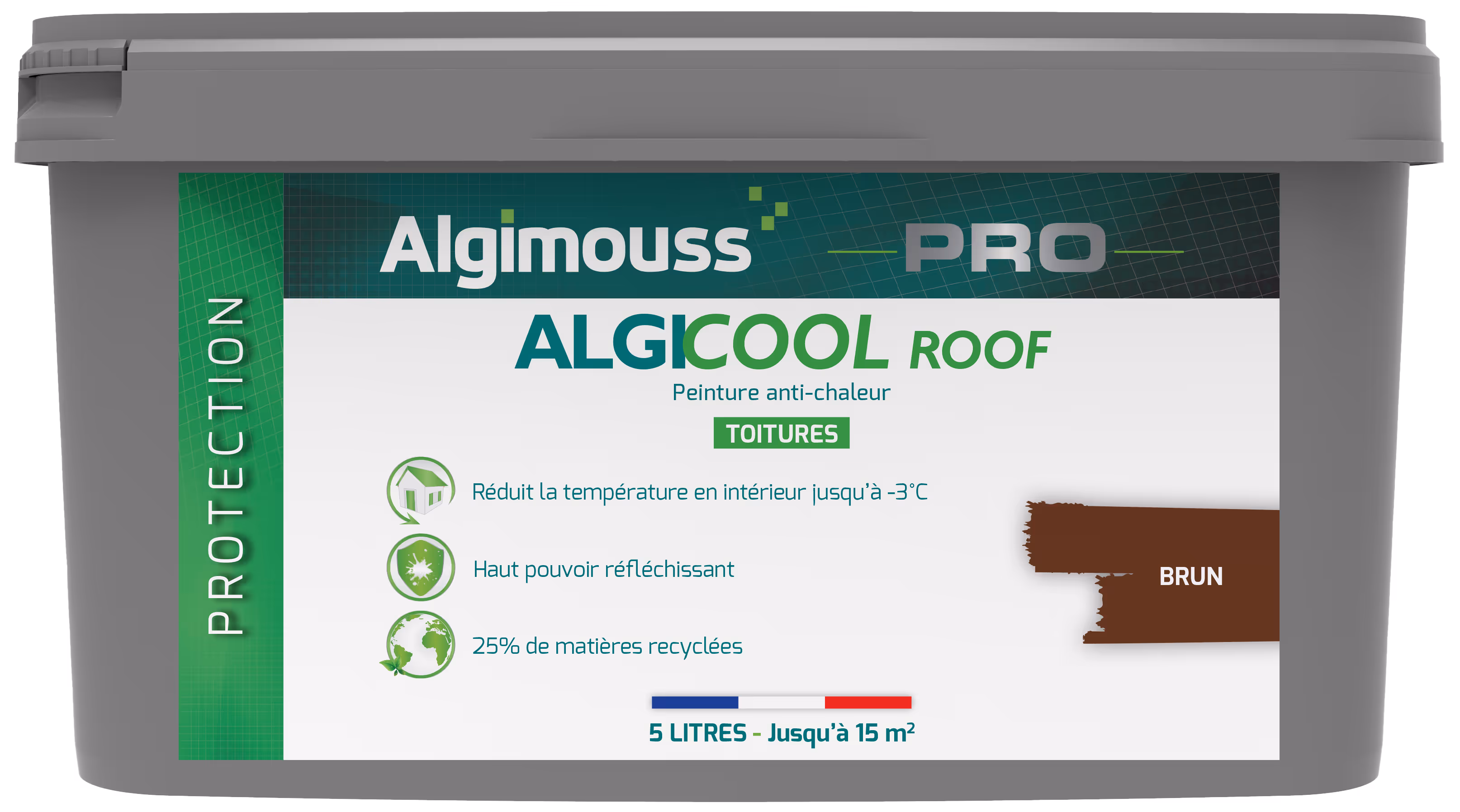 ALGICOOL ROOF Brun 5 L - Peinture anti-chaleur pour toiture